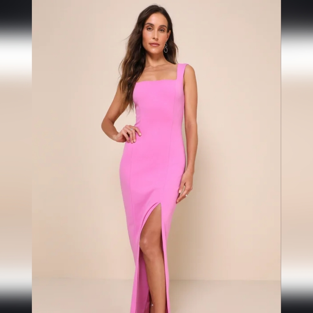 Allure  Magenta Square Neck Column Maxi